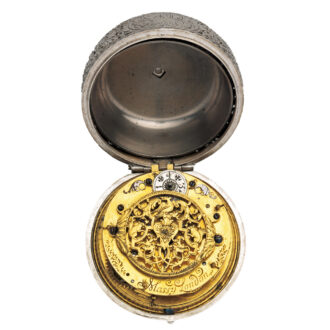 English silver pair cased repoussé watch with alarm Circa 1695