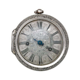 English silver pair cased repoussé watch with alarm Circa 1695