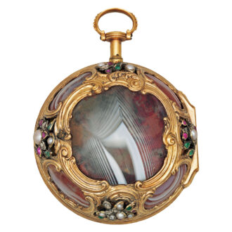 English gold watch set with pearls, diamonds and jewels Circa 1770