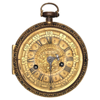Chinese clock watch in leather and shagreen case Circa 1736-95