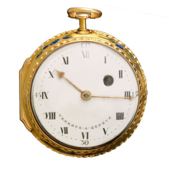 Front 18th century French gold enamelled verge watch Circa 1740 Front 18th century French gold enamelled verge watch Circa 1740