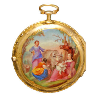 Back 18th century French gold enamelled verge watch Circa 1740 Back 18th century French gold enamelled verge watch Circa 1740