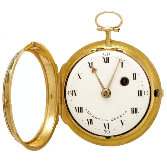 Open front 18th century French gold enamelled verge watch Circa 1740 Open front 18th century French gold enamelled verge watch Circa 1740