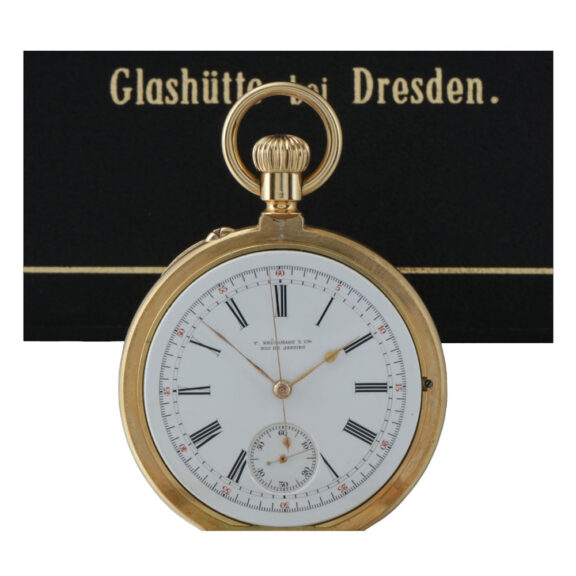 German 18 carat gold open faced chronograph Circa 1890 German 18 carat gold open faced chronograph Circa 1890
