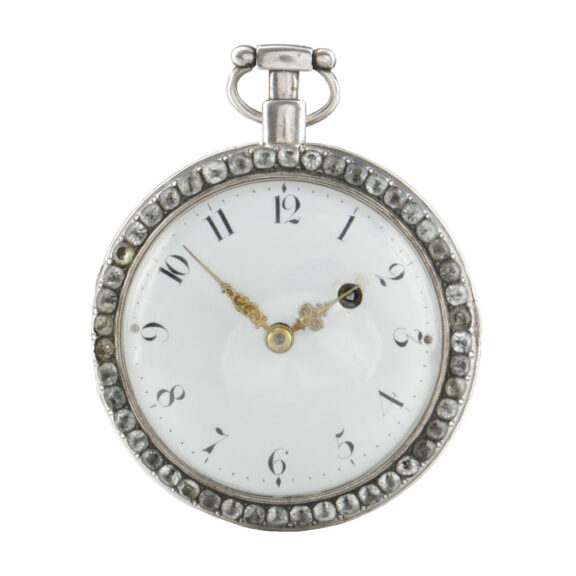 Swiss filigree skeletonized verge stones set case Circa 1790