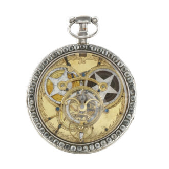 Swiss filigree skeletonized verge stones set case Circa 1790