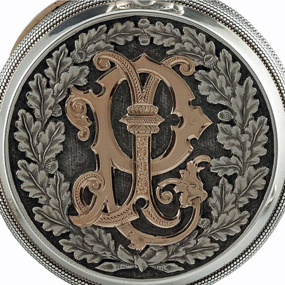 Swiss silver chronograph, perpetual calendar Circa 1888 Swiss silver chronograph, perpetual calendar Circa 1888