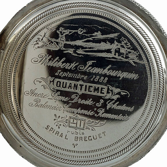 Swiss silver chronograph, perpetual calendar Circa 1888 Swiss silver chronograph, perpetual calendar Circa 1888