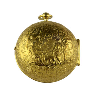French gilt open faced repoussé oignon watch Circa 1700