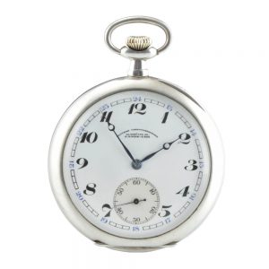 German silver open faced lever with rare 24h dial Circa 1937