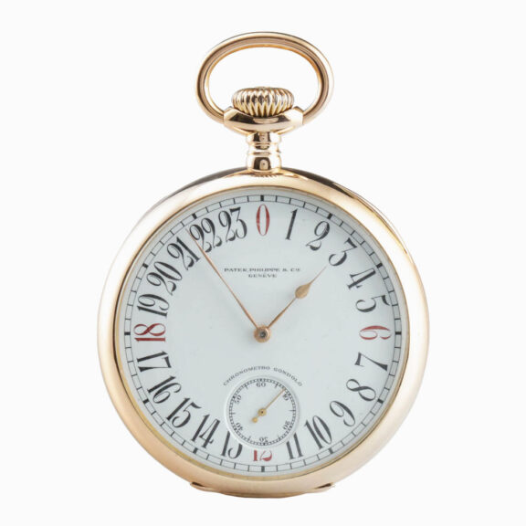 Rare Swiss 18 carat gold open faced 24 hour dial Circa 1903 Rare Swiss 18 carat gold open faced 24 hour dial Circa 1903