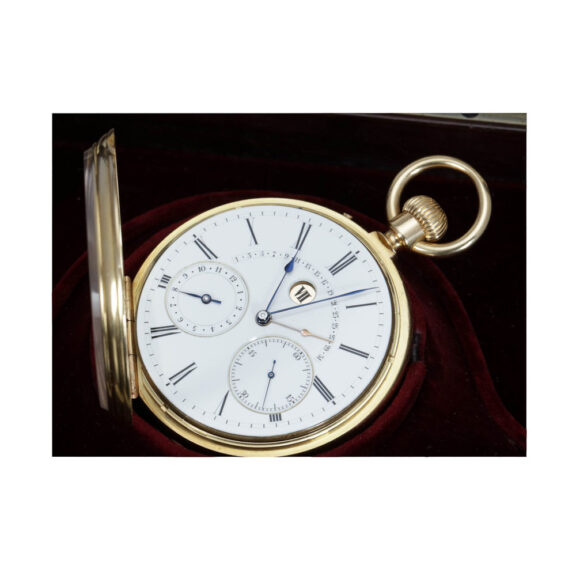 Swiss gold perpetual calendar with fly back date Circa 1880 Swiss gold perpetual calendar with fly back date Circa 1880