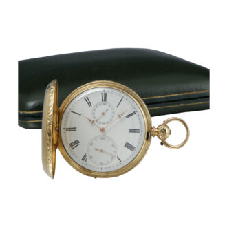 Swiss gold full hunter chronometer watch with date Circa 1870 Swiss gold full hunter chronometer watch with date Circa 1870