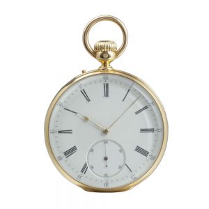 French 18k gold open faced anchor chronometer Circa 1865