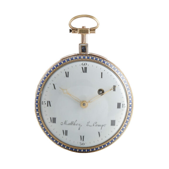 Gold, enamel, split pearl set watch with chatelaine Circa 1790 Gold, enamel, split pearl set watch with chatelaine Circa 1790
