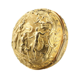 Exquisite Dutch 20 carat gold repoussé verge watch Circa 1725 Exquisite Dutch 20 carat gold repoussé verge watch Circa 1725