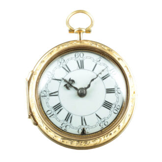Exquisite Dutch 20 carat gold repoussé verge watch Circa 1725 Exquisite Dutch 20 carat gold repoussé verge watch Circa 1725
