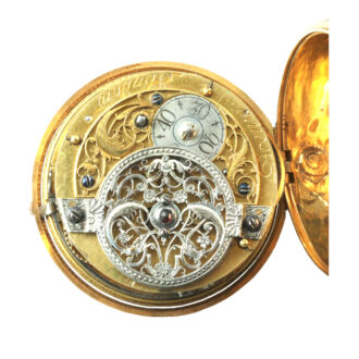 Exquisite Dutch 20 carat gold repoussé verge watch Circa 1725 Exquisite Dutch 20 carat gold repoussé verge watch Circa 1725