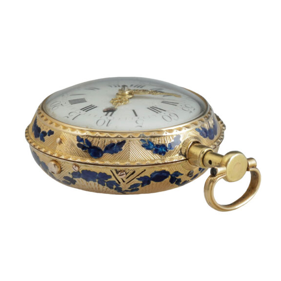 Very rare French gold and enamel quarter repeater Circa 1760 Very rare French gold and enamel quarter repeater Circa 1760