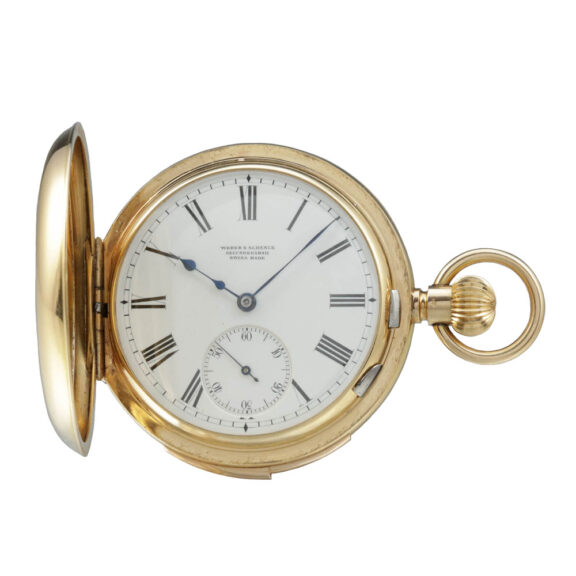Swiss 18 carat gold minute repeating half hunter Circa 1890 Swiss 18 carat gold minute repeating half hunter Circa 1890