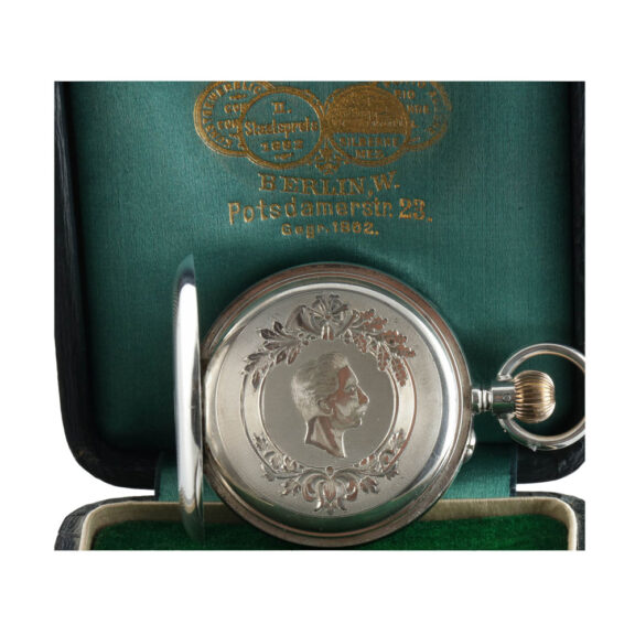 German silver lever with portrait of Kaiser Wilhelm II Circa 1900