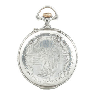 Swiss silver Art Noveau watch with alarm clock Circa 1900 Swiss silver Art Noveau watch with alarm clock Circa 1900