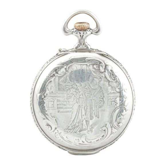Swiss silver Art Noveau watch with alarm clock Circa 1900 Swiss silver Art Noveau watch with alarm clock Circa 1900