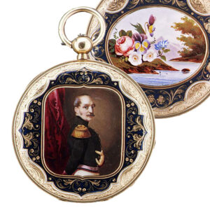 Swiss watch with painted polychrome enamel portrait Circa 1850-55
