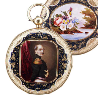 Swiss watch with painted polychrome enamel portrait Circa 1850-55