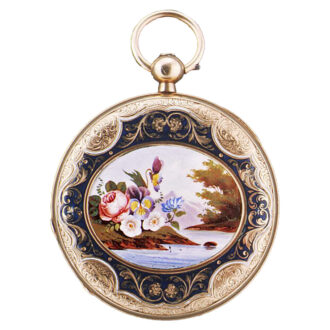 Swiss watch with painted polychrome enamel portrait Circa 1850-55