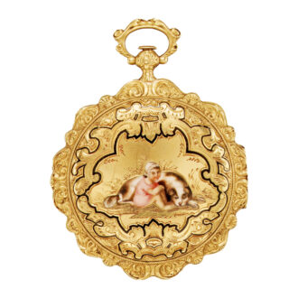 Swiss gold and enamel lady’s pendant watch Circa 1835