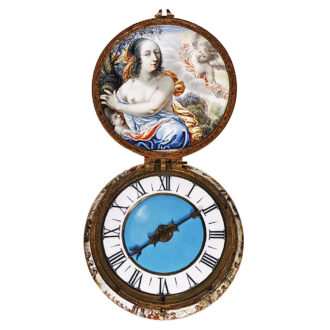 French gold watch with biblical enamel paintings Circa 1645-50