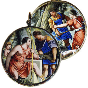 French painted enamel on gold verge watch Circa 1645-1650