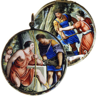 French painted enamel on gold verge watch Circa 1645-1650
