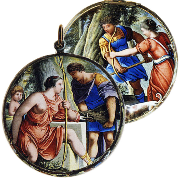 French painted enamel on gold verge watch Circa 1645-1650