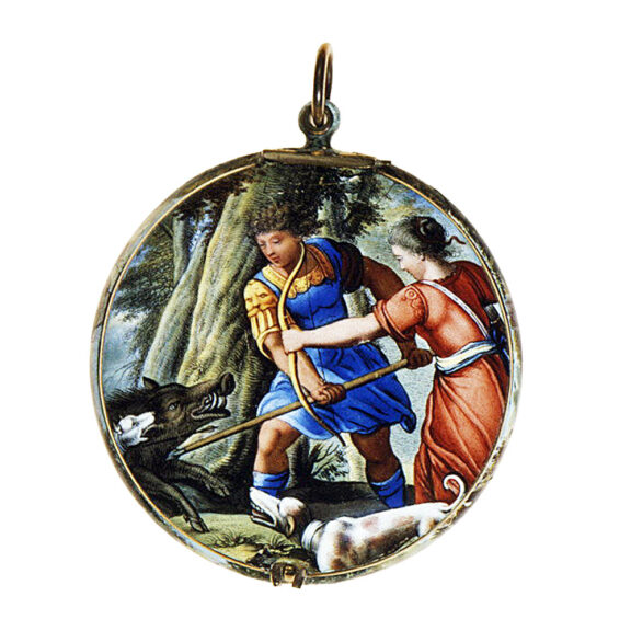 French painted enamel on gold verge watch Circa 1645-1650 French painted enamel on gold verge watch Circa 1645-1650