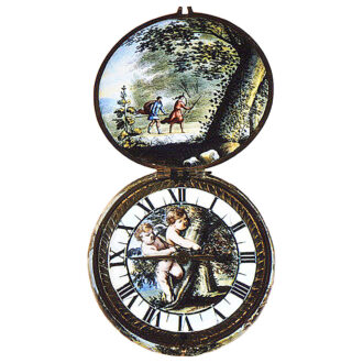 French painted enamel on gold verge watch Circa 1645-1650