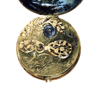 French painted enamel on gold verge watch Circa 1645-1650
