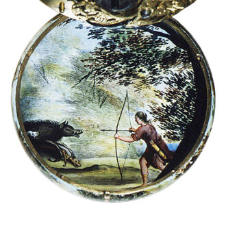 French painted enamel on gold verge watch Circa 1645-1650