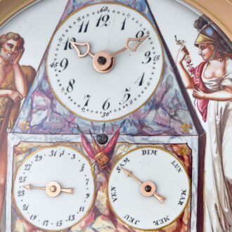 Close-up front calendar watch with rare central winding Circa 1795