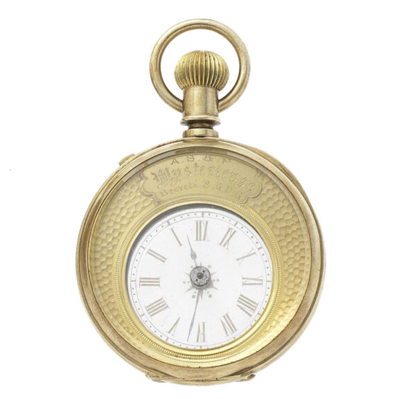 Swiss mystery watch in a gilt metal double sided case Circa 1900