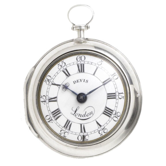 English fine silver pair cased verge pocket watch Circa 1755