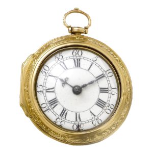 English gold pair cased repousse verge watch Circa 1757