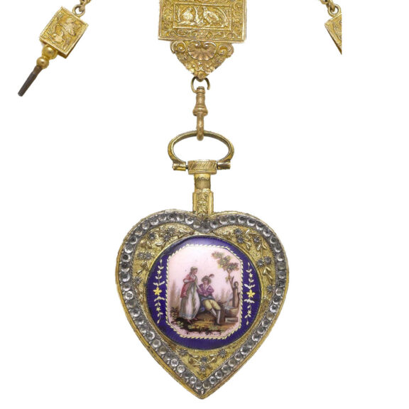 Swiss gilt-metal pocket watch with chatelaine Circa 1820 Swiss gilt-metal pocket watch with chatelaine Circa 1820