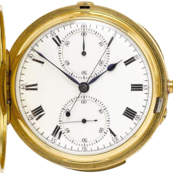 English gold minute repeater with chronograph Circa 1898 English gold minute repeater with chronograph Circa 1898