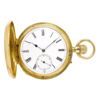 Swiss/English gold full hunter lever clock watch Circa 1877