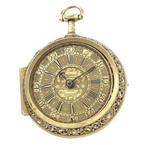 English repeating Repoussé verge pocket watch Circa 1720