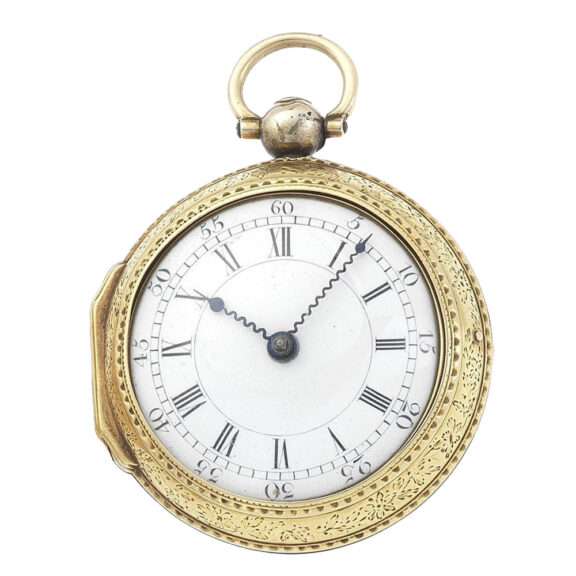 Fine English 18 carat gold open faced lever watch Circa 1853