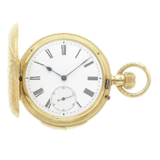 Swiss gold hunting cased quarter repeating watch Circa 1882