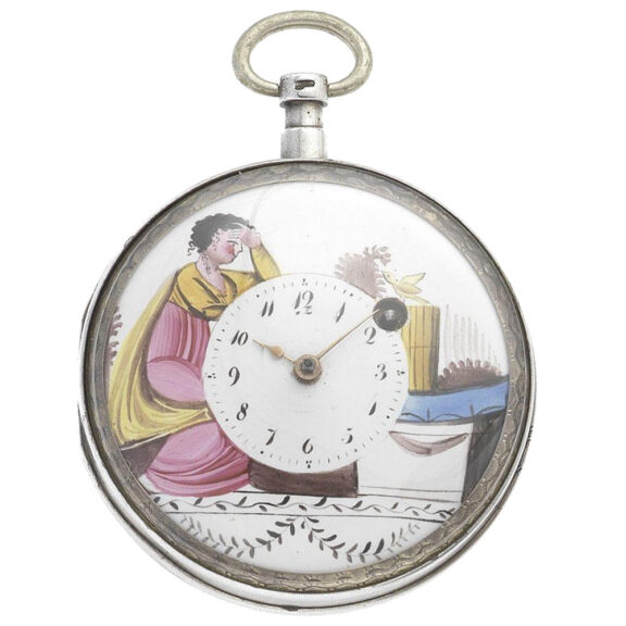 French silver and enamel open faced verge watch Circa 1795